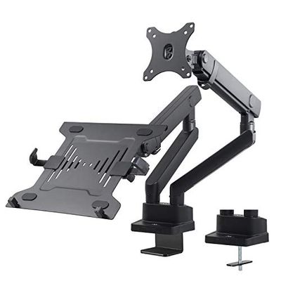 Suporte de mesa para 2 ou 3 monitores, portátil, ecrã, monitor, altura, rotação e inclinação ajustável, com portas USB integradas, VESA 75 x 75, 100 x 100 (MC-813 duplo)