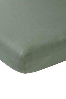 Meyco Home Basic Sábana Bajera Ajustable para 1 Persona (sábana de Calidad de Punto Suave, 100% algodón, Ajuste Gracias a su elástico Alrededor, Medidas: 90 x 200 cm), Color Verde Bosque