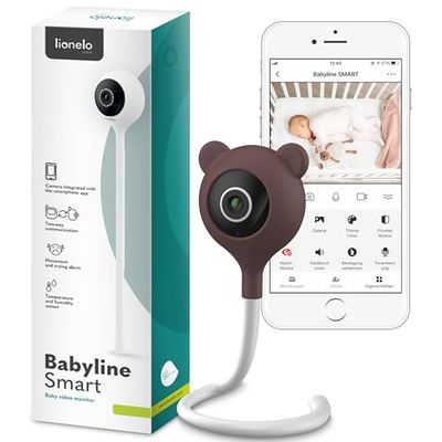 Lionelo Care Babyline Smart inteligentna elektroniczna elektroniczna niania niania, kamera dla niemowląt, Wi-Fi, aplikacja mobilna, wykrywanie ruchu i hałasu, widoczność w ciemności