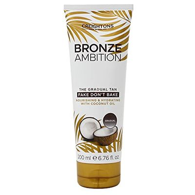 Creightons Bronze Ambition Fake Don't Bake Gradual Tan (200ml) - Blended with Coconut Oil. Melts into Skin Providing a Natural, Long Lasting & Streak-Free Tan. With a Tropical Coconut Fragrance