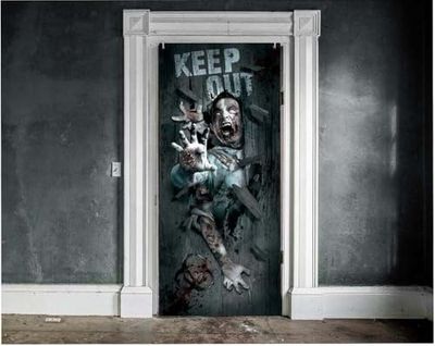 FIESTAS GUIRCA | Zombie Attack Dörrdekoration (80 x 180 cm) - Vägg-, dörr- och fönsterdekoration - Perfekt för Halloween-fester och skrämmande fester - flerfärgad