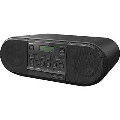 Panasonic RX-D550E-K Boombox (Radio FM, Reproductor CD, Altavoz Portátil, USB, Bluettoth, Funcionamiento con Batería y Cable) - Negro