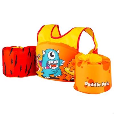 COLORBABY Aqua Sport zwemvest voor kinderen, 3-6 jaar, 15-30 kg, monster-design, veilige sluiting, verstelbaar, zwemvest met manchetten