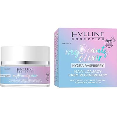 Eveline Cosmetics My Beauty Elixir Hydrating Regenerating Cream with Raspberry Extract & Probiotics, 50 ML – Deep Moisturization for Dry and Sensitive Skin