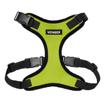 Best Pet Supplies Voyager Pettorina per animali domestici con chiusura Step-in, per tutte le condizioni atmosferiche, regolabile, per cani e gatti, finitura verde lime/nero, S