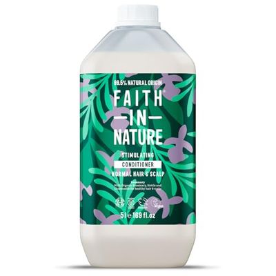 Faith In Nature Natural Rosemary Conditioner, Stimulating for Normal Hair & Scalp, Vegan & Cruelty Free, No SLS, Silicones or Parabens, 5L Refill Pack