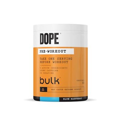 Bulk Dope Pre-Workout Powder | Blue Raspberry | 3g Creatine per Serving | 200mg Caffeine | Citrulline Malate & Arginine AKG | Beta-Alanine | Energy, Focus & Performance | 510g Supplement