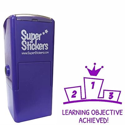 Teacher Stamp, Education Marking Stamp, Reward Stamps for School - Learning Objective Achieved Podium, Impression Size Approx. 23x23 mm, Violet Ink