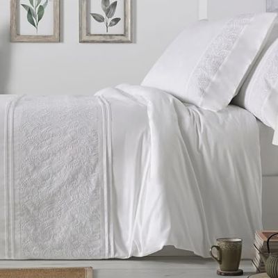 Burrito Blanco | Fundas nórdicas Algodón Bordadas | para Cama de 160 cm (+ Medidas Disponibles) | Algodón percal 200 Hilos | Color 402 Blanco (160x190/200cm)