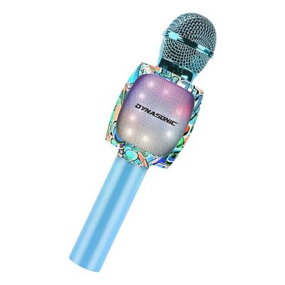 DYNASONIC Microfono per karaoke Bluetooth, giocattoli per bambini e bambine, microfono senza fili, portatile, con luci LED per bambini, regali originali per bambini (DM-05 blu)
