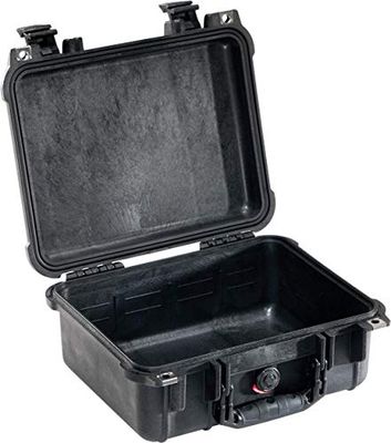 PELI 1400 ultratålig skyddsväska för objektiv och kameratillbehör, IP67-vatten- och dammtät, 9 liters kapacitet, tillverkad i Tyskland, inget skum, svart