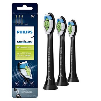 Philips Sonicare DiamondClean HX6063/95 - Testine di ricambio per spazzolino da denti, tecnologia BrushSync, colore nero, confezione da 3