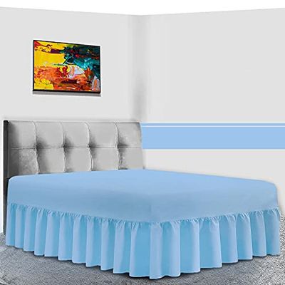 GC GAVENO CAVAILIA Percale Extra Deep Fitted Valance, Non Iron Frilled Sheets, Easy Care Plain Dyed Bedding 180 TC, Polycotton, Blue, Single