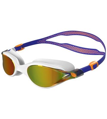 Speedo Unisex V-Klasse Vue Zwembril | Zwemmen | Eyewear, White/True Cobalt/Maderin Peel/Smoke, One Size