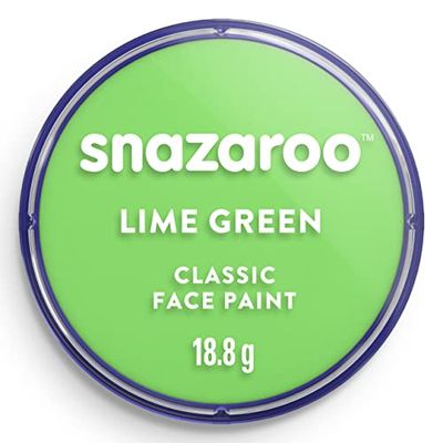 Snazaroo 1118433 Kinderschmink, huidvriendelijke hypoallergene gezichtsmake-up op waterbasis, vrij van parabenen - 18ml Pot, Lime Green