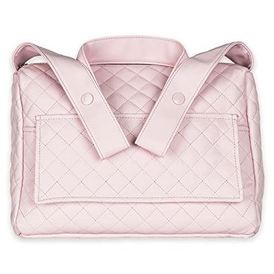 Duffi Baby Mala de maternidade em couro sintético. Bolsa organizadora para carrinho de bebé ou cadeira de passeio. Vários compartimentos e alça grande. Fecho de correr. cor-de-rosa. 0553-06