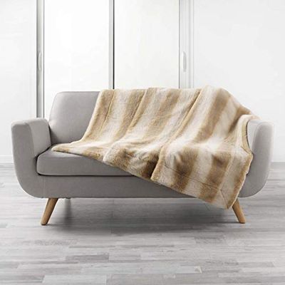 douceur d'Intérieur plaid 125x150 cm imitazione pelliccia cougar naturale