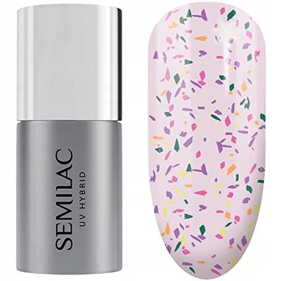 T27 Semilac Vernis à ongles UV, top coat, mat, violet, Galaxy, 7 ml