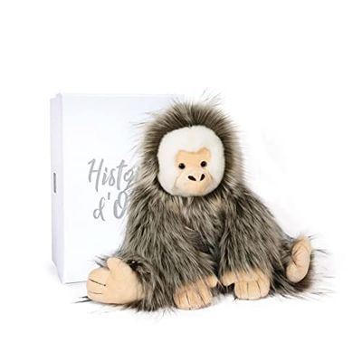 Histoire d'Ours - Peluche Singe - 30 cm - Gris/Blanc - Cadeau - Décoration Chambre - Capucin Le Singe - Dans La Forêt - HO3046