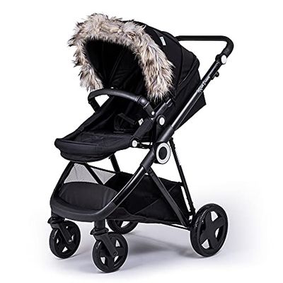 For-Your-Little-One Päls Huva Trim Barnvagn Kompatibel med Hybird, Ljusgrå