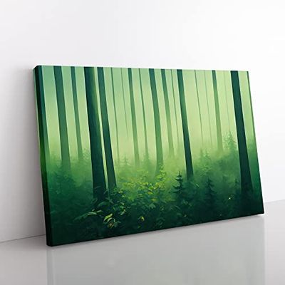 Elegant Forest Canvas Wall Art Print Ready to Hang, Framed Picture for Living Room Bedroom Home Office Décor, 50x35 cm (20x14 Inch)