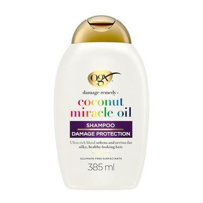OGX | Shampooing Extra Strength Damage Remedy + Coconut Miracle Oil (flacon de 385 ml) – Shampoing réparateur au lait de coco – Soin pour cheveux secs et abîmés