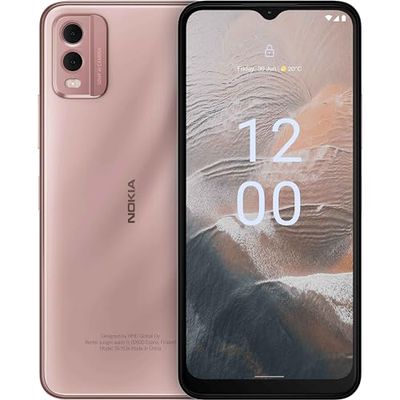 Nokia C32 6.5” HD+ Smartphone with 4GB RAM/64GB ROM, 50MP/8MP cameras, 5000 mAh 3-day Battery Life, Toughened Glass back, IP52 Rating, Fingerprint sensor & Face unlock, Android 13, Dual SIM - Pink