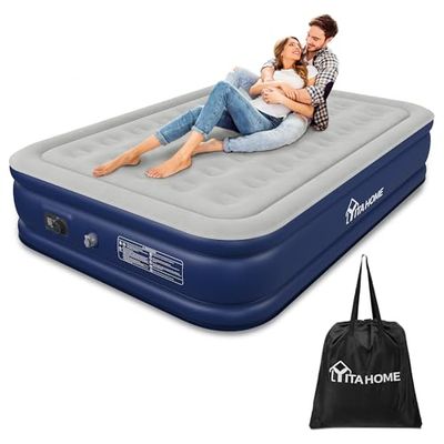 YITAHOME Luchtmatras, zelfopblazend, luchtbed met geïntegreerde elektrische luchtpomp, opblaasbaar matras bed met opbergtas voor camping logeerbed