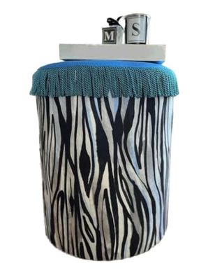 Atelier Del Sofa Pouf élégant, 45 x 60 cm, Noir et Blanc, 100% Lin, intérieur en Fibre, Parfait pour Les Salons Modernes et Les espaces Confortables, Design Chic et Polyvalent