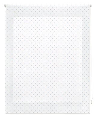 Blindecor Estore de enrolar em tecido, branco com manchas celeste, 140 x 180 cm