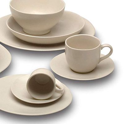 AVET Spain set theekopjes met schoteltje, aardewerk, crèmekleurig, 8,9 x 8,9 x 7,3 cm, 6 stuks