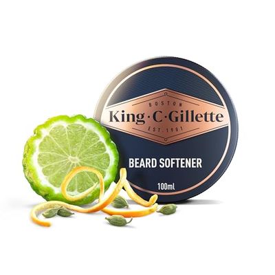 King C. Gillette Beard Balm for Men, 100 ml, with Cocoa Butter, Argan Oil & Shea Butter, Facial Hair Moisturiser