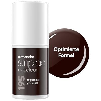 alessandro Striplac UV-nagellack Espresso Yourself – täckande och reptålig upp till 15 dagar – lätt att applicera – mild borttagningsteknik – vegansk – brun, 6,5 ml