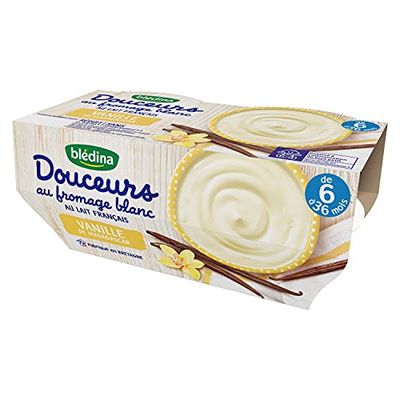 Blédina, Dessert au fromage blanc pour bébé, Dès 6 Mois, Vanille de Madagascar, 4x100g (Lot de 6)