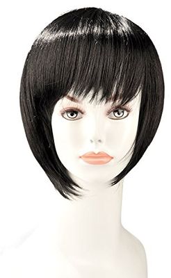 World Wigs Perruque Brune Carré Court Plongeant avec Frange