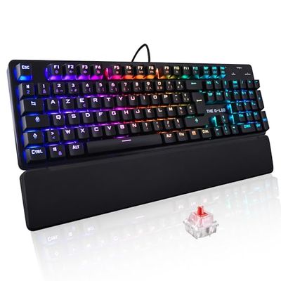 Clavier gaming glab rubidium - mécanique switch rouge - rgb - repose poignet - robuste - noir