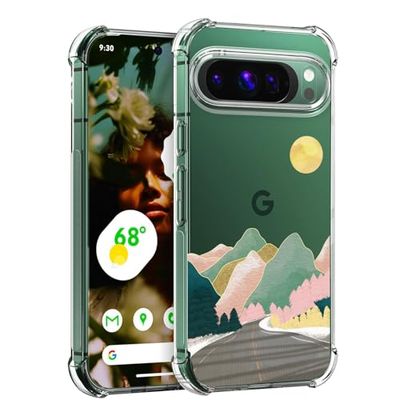 Ftonglogy Custodia per Google Pixel 9 Pro XL: design floreale trasparente con fiori carini, per ragazze e donne, sottile e morbido TPU bumper antiurto in silicone per cellulare 9pro XL 5G 2024