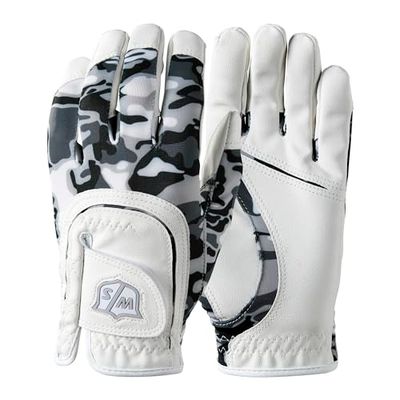 Wilson WGJA00913 Staff Gold Glove, Fit-All JR Handschoen, One Size, voor adolescenten, linkerhand, wit/zwart, microvezel kunststof, WGJA00913