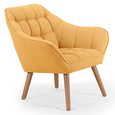 Fauteuil Scandinave Zentao Tissu Jaune