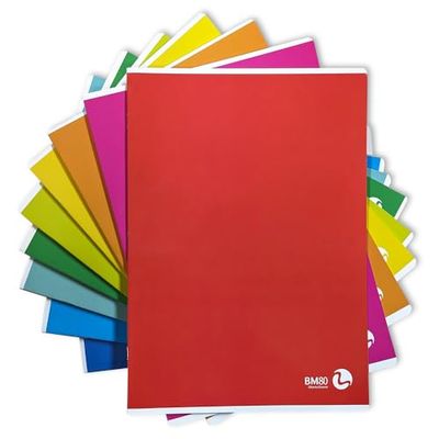 Bm – BeMore – Color Basic 0110601 – Notebook A4 – Ruling B – Stripes with Margins for 3rd Grade – Paper 80 g/m² – Assorted Colours – Pack of 10