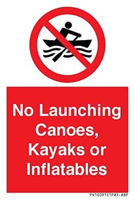 Geen lancering kano's, kajaks of inflatables teken - 50x75mm - A8P