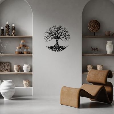 Stylish Black Decorative Metal Wall Accessory, 68 x 70 cm, 100% Metal (1.5 mm Thick), Easy Wall Mounting, Perfect for Modern Home Decor
