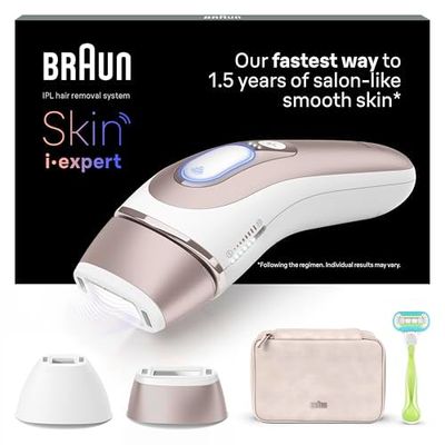 Braun Skin I·Expert Epilatore LUCE PULSATA Smart, Epilazione A Casa Tua, Alternativa Al laser, Con App Gratuita, Include Custodia, Rasoio Venus, 2 Testine Per Viso E Corpo PL7147