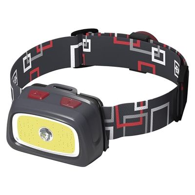 EMOS CREE XPG + COB LED hoofdlamp/hoofdlamp voor buiten met SOS-pijp, IP44 waterdicht, schokbestendig, 54 meter lichtbereik, 11 modi, 330 lumen E1801 Red XL