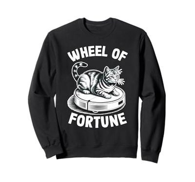 Wheel Of Fortune Cat On Robot Vacuum Cleaner Cat Sweatshirt