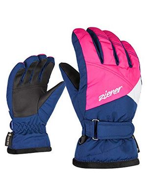 Ziener Lara, Guanti da Sci Unisex-Bambini, Blu (Estate Blue), Rosa (Pop Pink), 3.5