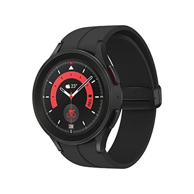 Samsung Galaxy Watch5 Pro Smartwatch Bluetooth 45 mm, wellness-monitor, fitnesstracker, duurzame batterij, zwart (zwart titanium)