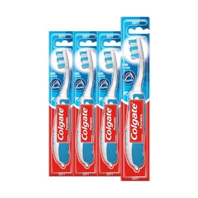COLGATE Portable Soft Toothbrush 4pack | Travel Toothbrush | Folds into a Compact Size | Perfect for suitcases and Bags | flip Cover Protects bristles