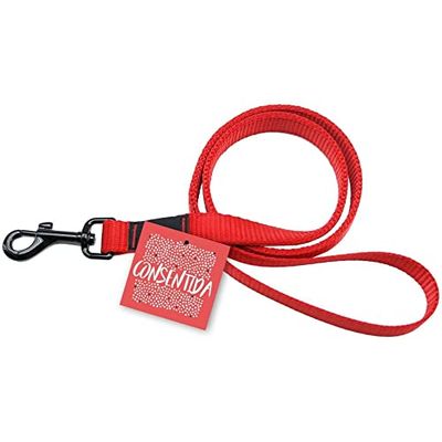 Consentida Laisse pour Grand Chien T4 - Taille XL 80 x 2,5 cm - Unie - Rouge - Tissu résistant fabriqué en Nylon - Facile à Attacher - Accessoires pour Chiens