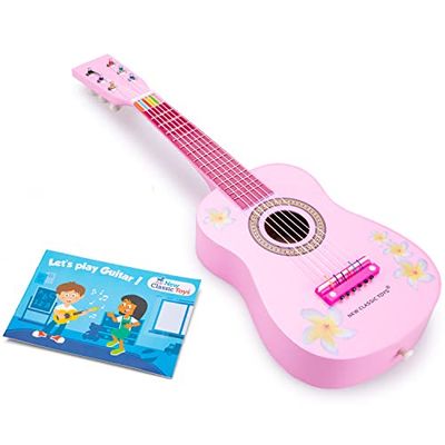 New Classic Toys- Chitarra da Giocattolo, Colore, Rosa con Fiori, 10348